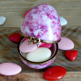 Tooth box baptism porcelain - pink and violet egg box dragées