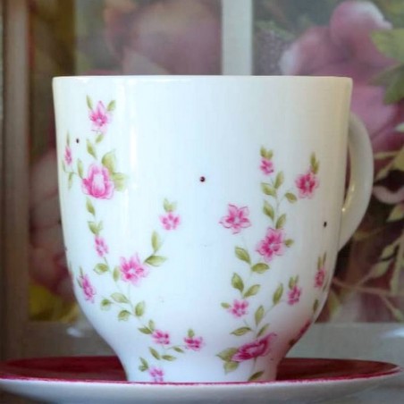 Tasse mug déjeuner porcelaine décor liberty rose