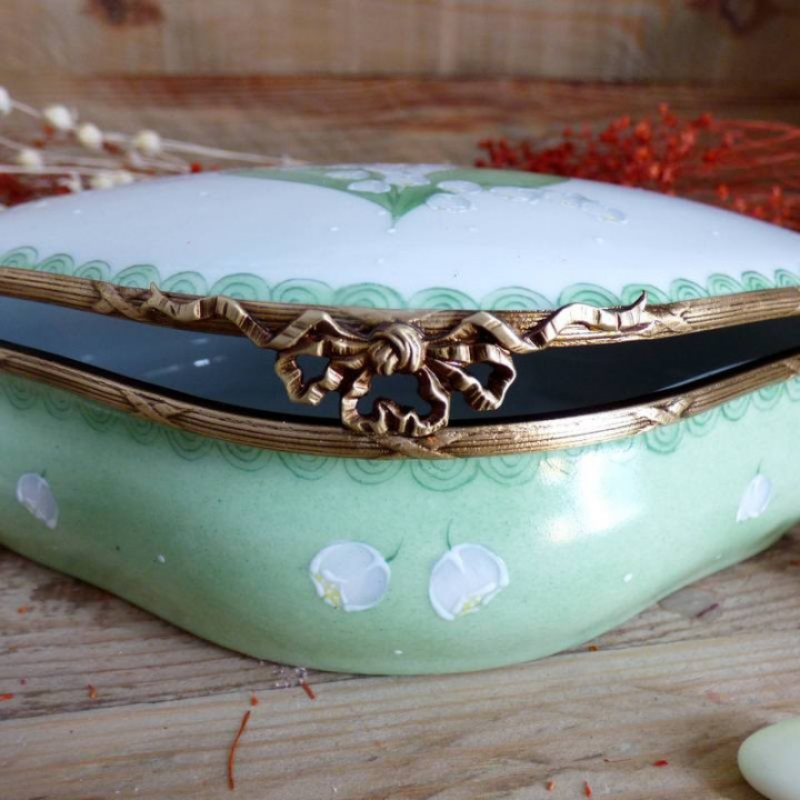 Limoges porcelain jewel box for lily of the valley wedding gift
