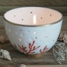 Pot à bougie rond porcelaine de France décor Corail peint à la main or