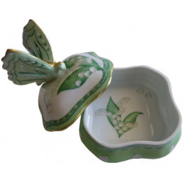 Boite papillon brin de muguet et or