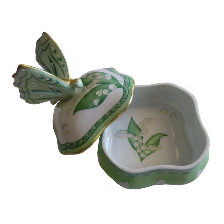 Boite papillon brin de muguet et or