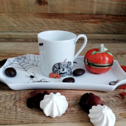 Tasse et plateau pour un café groumand décor halloween