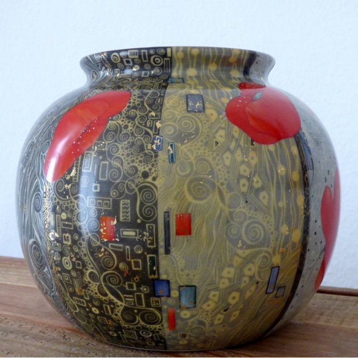 Ball vase porcelain France Jungle decoration - Hand-painted