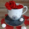 Tasse et sa sous tasse déjeuner en porcelaine fine décor Pissenlit soufflés - Made in France