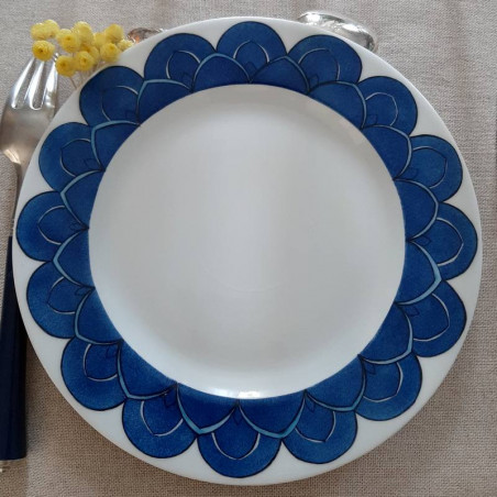 Assiette porcelaine bleue service de table personnalisé