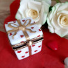 Gift box and red and gold porcelain heart necklace - personalized