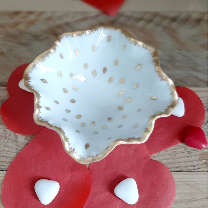 Coupelle porcelaine pour service de table ou vide-poches décor Or fin