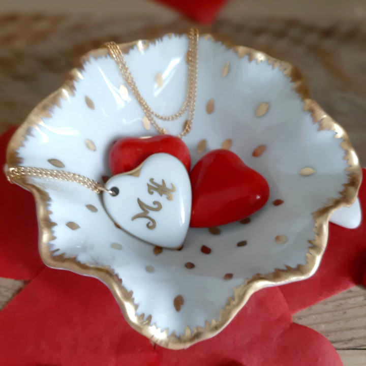 Coupelle porcelaine made in France décor feuilles or