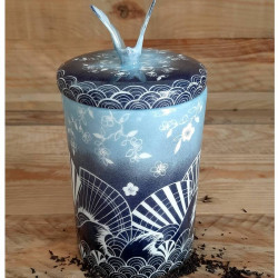 Pot à thé porcelaine décor bleu Vague Hokusai