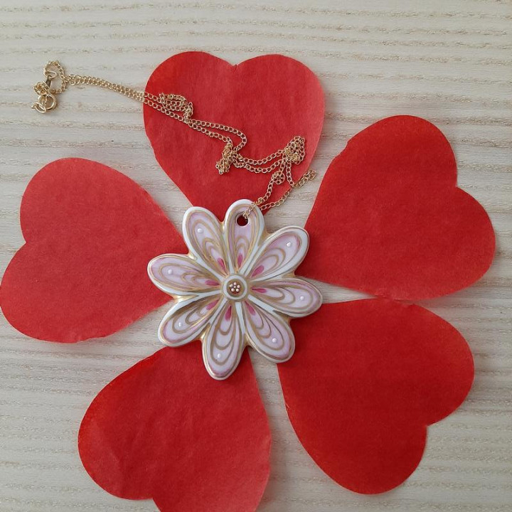 Pink and gold flower necklace - Summer Sun Collection - Unique gift
