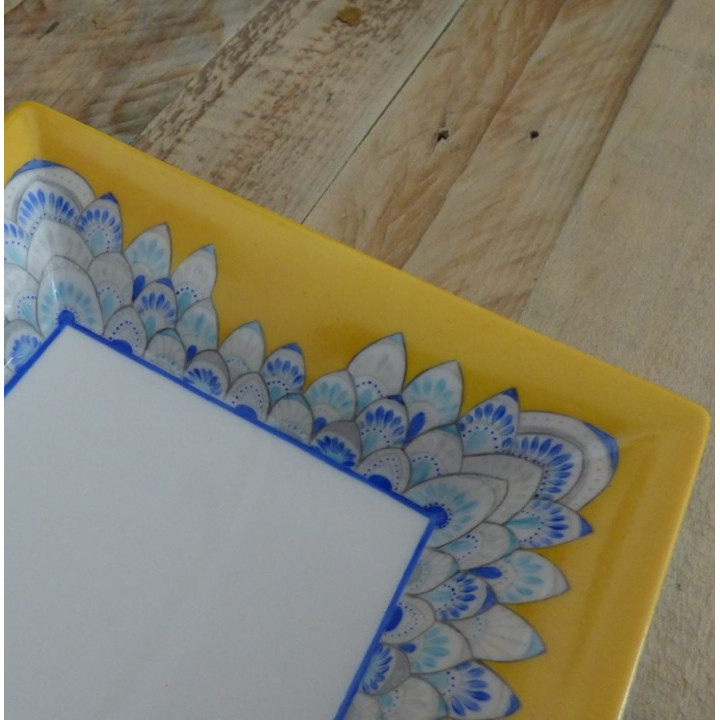 Vide-poches porcelaine France Inspiration Orient Bleu et Jaune