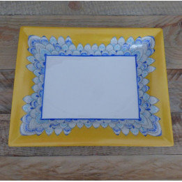 Vide-poches porcelaine motif mandala bleu et jaune soleil