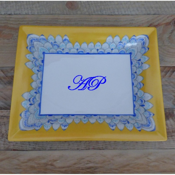 Vide-poches porcelaine France Inspiration Orient Bleu et Jaune
