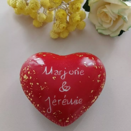 Red and gold leaf porcelain heart love- wedding and valentine's day