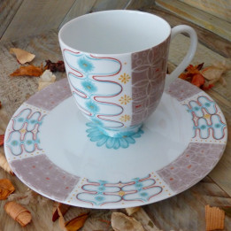 Grande tasse mug vintage et assiette assortie