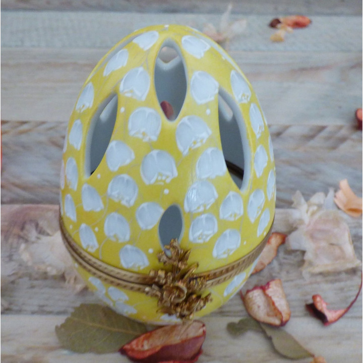 Fine porcelain egg box -Limoges- Fragance diffuser- Lily of the valley