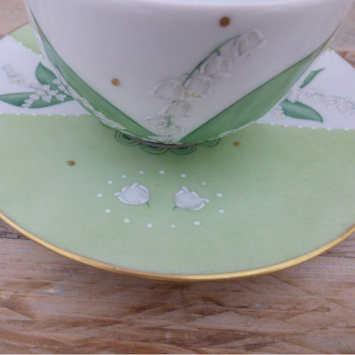 Tasse thé service en porcelaine brin de muguet - cadeau de mariage