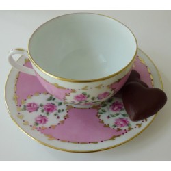 Tasse café porcelaine fine roses et or