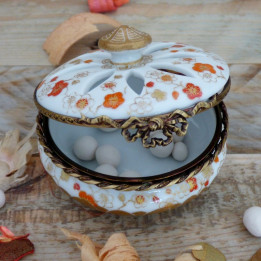 Porcelain box decorated with plum tree flowers from Japan Ume Matsuri