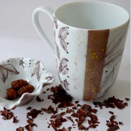 Mug et coupelle porcelaine couleur chocolat