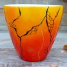 Gobelet pot à bougie porcelaine France - Décor contemporain peint main