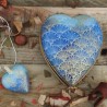 Jewelry box and necklace porcelain heart Decor wave blue and gold