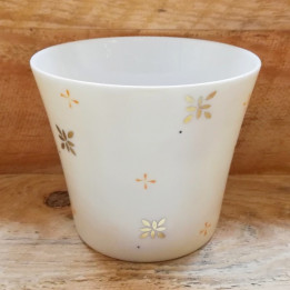 pot à bougie en porcelaine ivoire et or