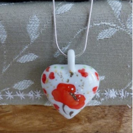 collier cœur porcelaine noces de coquelicots