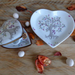 Coupelle cœur porcelaine décor Arbre de vie