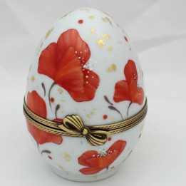 Egg box fine porcelain Passion Poppies - gold leaf decoration