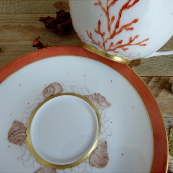 Tasse thé en porcelaine Corail cadeau 11 ans anniversaire de mariage