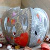 Phophore boule porcelaine coquelicot rouge et or - noces de porcelaine