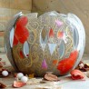 Phophore boule porcelaine coquelicot rouge et or - noces de porcelaine