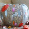 Phophore boule porcelaine coquelicot rouge et or - noces de porcelaine