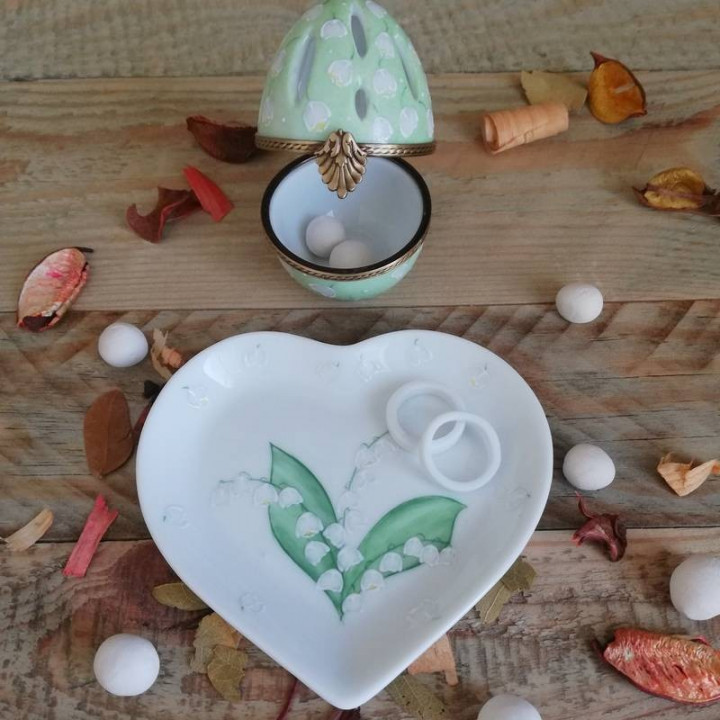 coupelle cœur porcelaine Muguet brin de bonheur