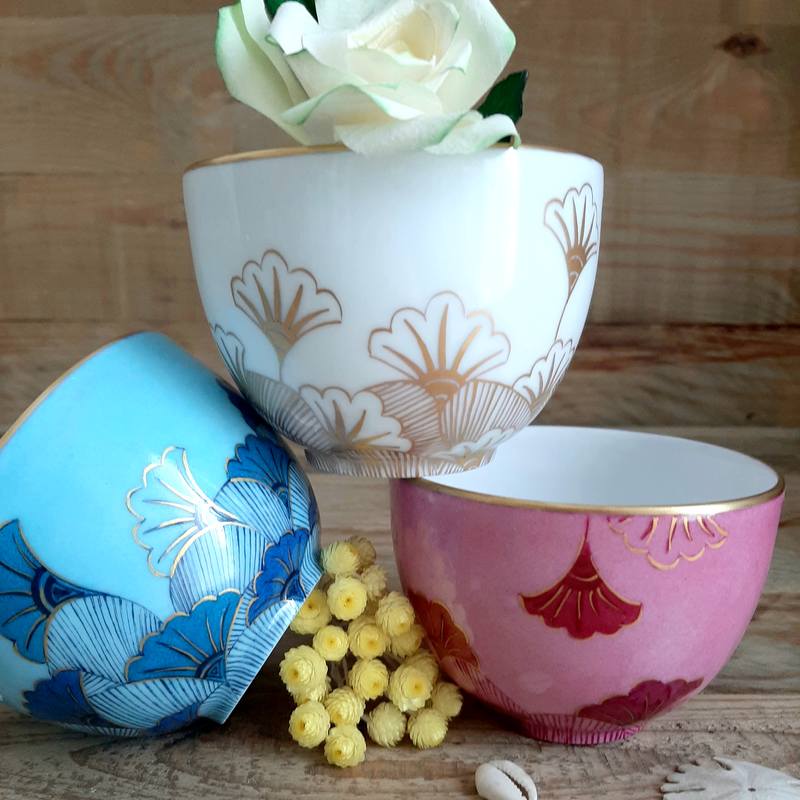 petit bol à thé porcelaine décor fleurs de mariage