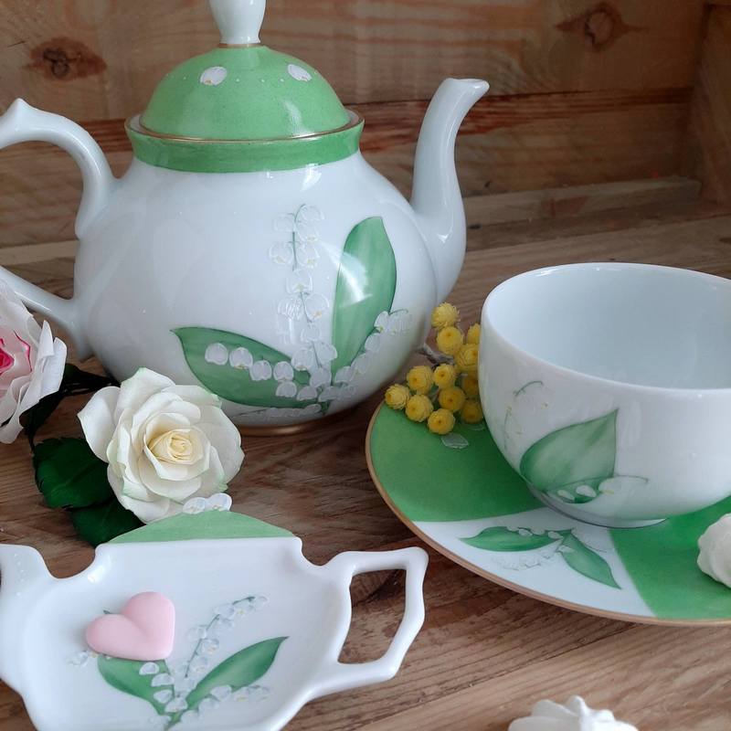 teapot limoges porcelaine Lily of the valley