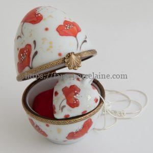 boite oeuf et collier coeur porcelaine -idée cadeau noces de coquelicots