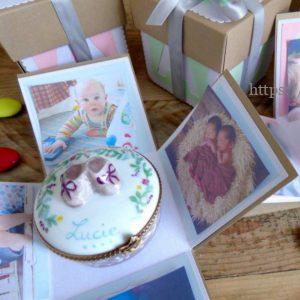 boite à dents porcelaine ou dragées ronde prénom avec emballage personnalisé