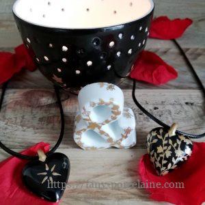 collier coeur porcelaine - cadeau noces de porcelaine