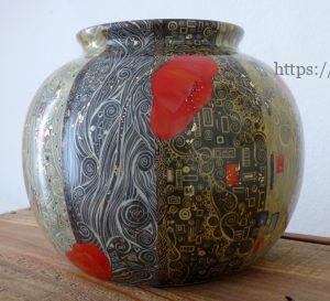 vase boule porcelaine décor peint à la main inspiration klimt