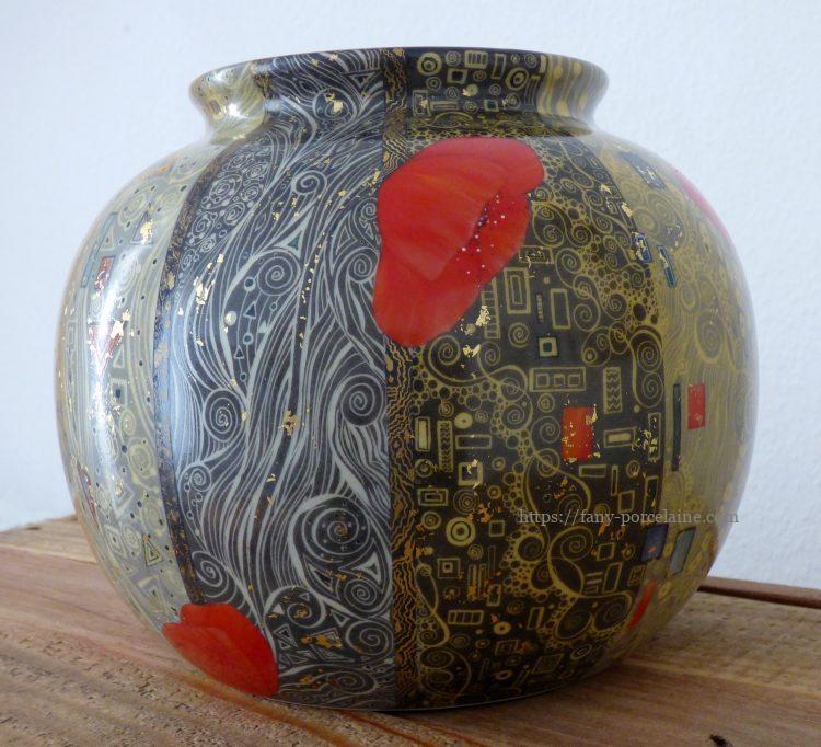 vase boule porcelaine décor peint à la main inspiration klimt