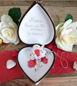 Boite coeur porcelaine collection pasion coquelicot