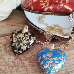 Collier coeur porcelaine 20 ans de mariage
