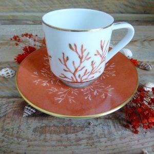 tasse café porcelaine collection corail