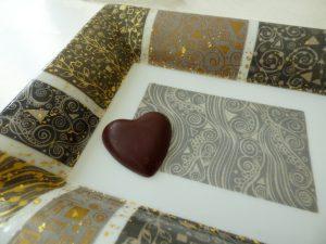 Vide-poches porcelaine décor à la feuille d'or inspiration Klimt