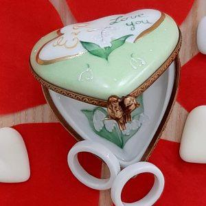 Boite à alliances porcelaine cœur entrelacé