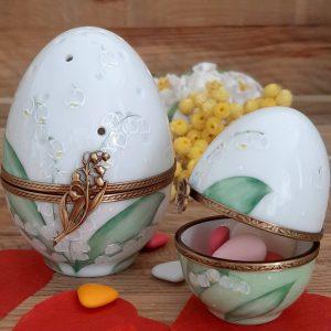 boite porcelaine décor brin de muguet porte -bonheur